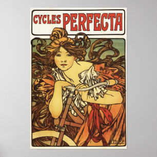 Póster Perfecta Bicycles with Woman Advertisement Poste