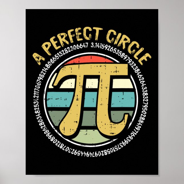 Póster Perfecto Círculo Pi Day Símbolos Retro Math Número (Frente)