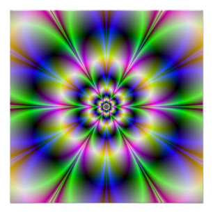 Poster perfecto de azzle violeta verde y flor azul