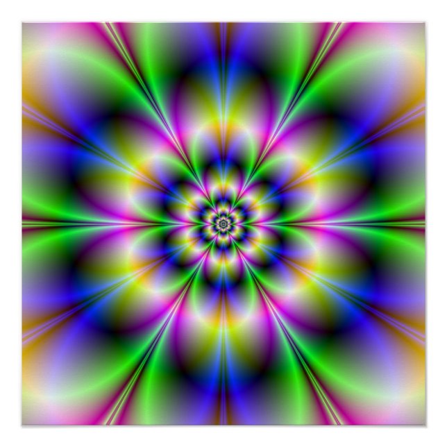 Poster perfecto de azzle violeta verde y flor azul (Anverso)