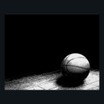 Poster perfecto de baloncesto blanco y negro<br><div class="desc">Fotografía de arte con temas deportivos editada digitalmente - impresión de Poster de la puerta de baloncesto en blanco y negro</div>