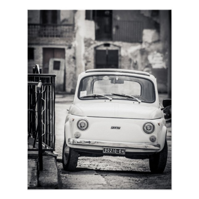 Poster perfecto de coche de época | Fiat 500 | Rom (Anverso)