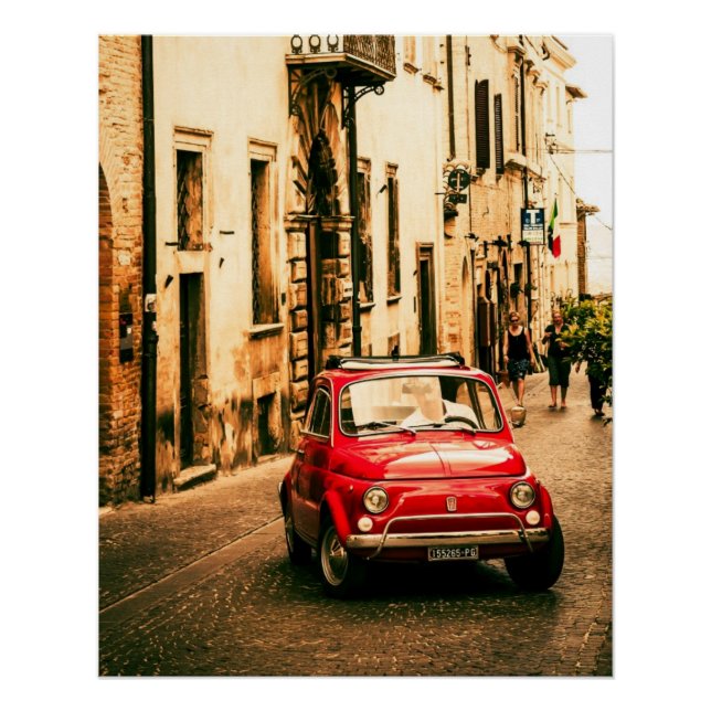 Poster perfecto de coche de época | Fiat 500 | Rom (Anverso)