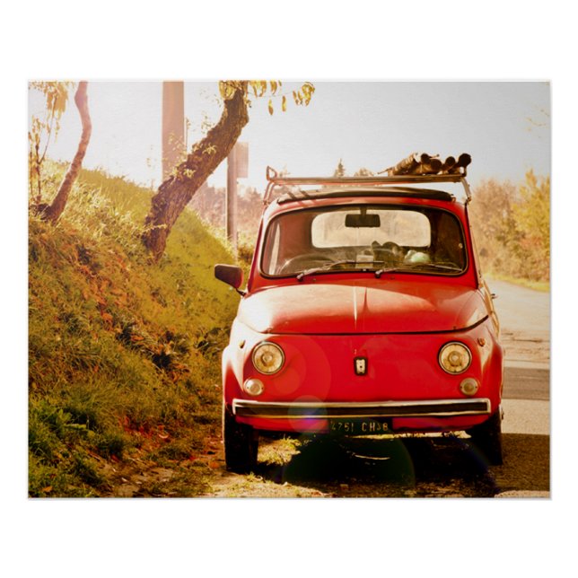 Poster perfecto de coche de época | Fiat 500 | Rom (Anverso)