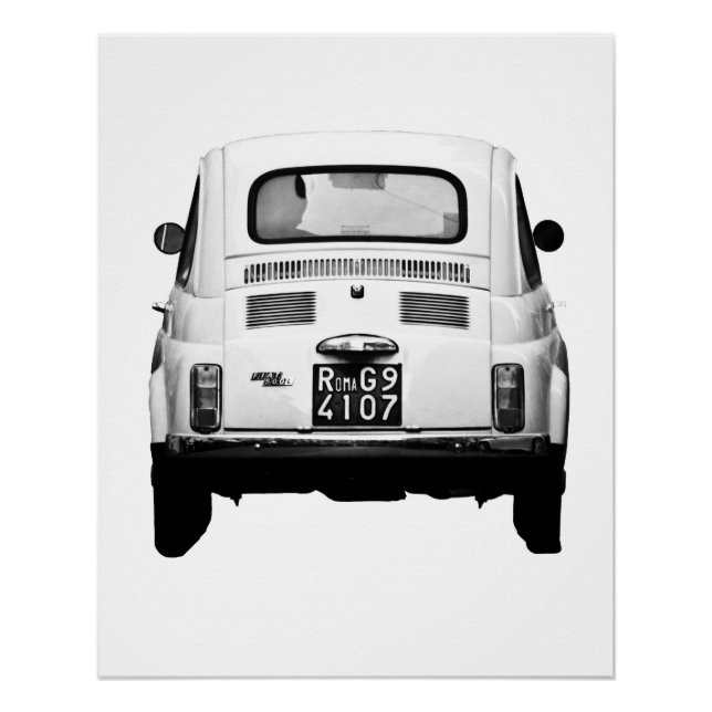 Poster perfecto de coche de época | Fiat 500 | Rom (Anverso)