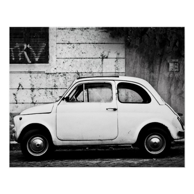 Poster perfecto de coche de época | Fiat 500 | Rom (Anverso)