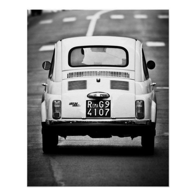 Poster perfecto de coche de época | Fiat 500 | Rom (Anverso)