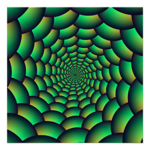 Poster perfecto del túnel de espiral de bolas verd