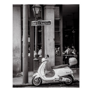Poster perfecto el   París Francia de la vespa del