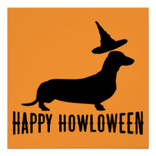 Poster perfecto feliz de Howloween del Dachshund