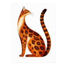 Perfil de gato Bengal en acuarela