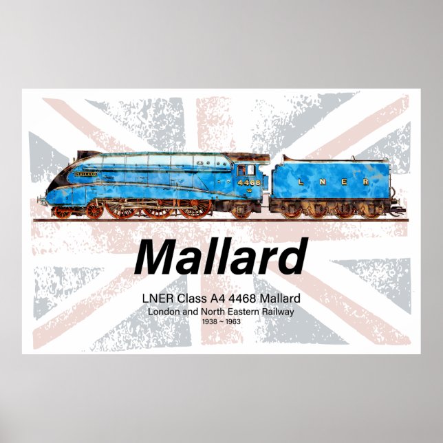 Póster Perfil de locomotora de mallard LNER clase A4 con  (Frente)