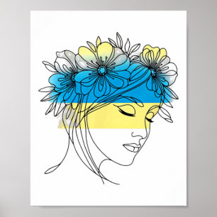 Póster Perfil femenino de la paz floreciente Ucrania 1