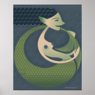 Póster Perfil lateral de una sirena