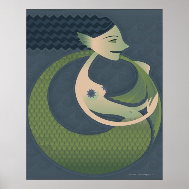 Póster Perfil lateral de una sirena (Frente)