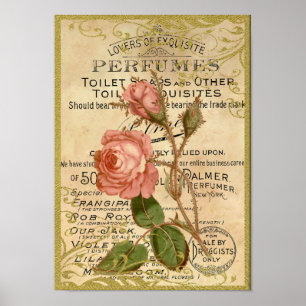 Póster Perfume antiguo de los rosas