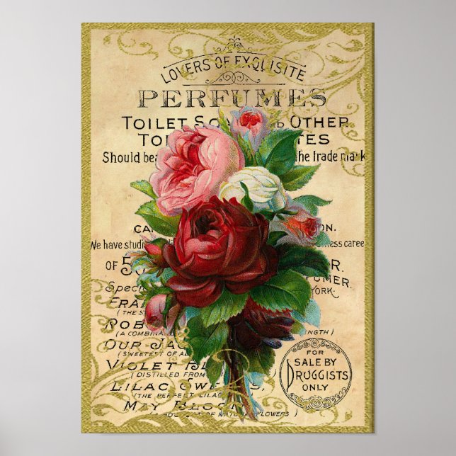 Póster Perfume de Rosas antiguos (Frente)