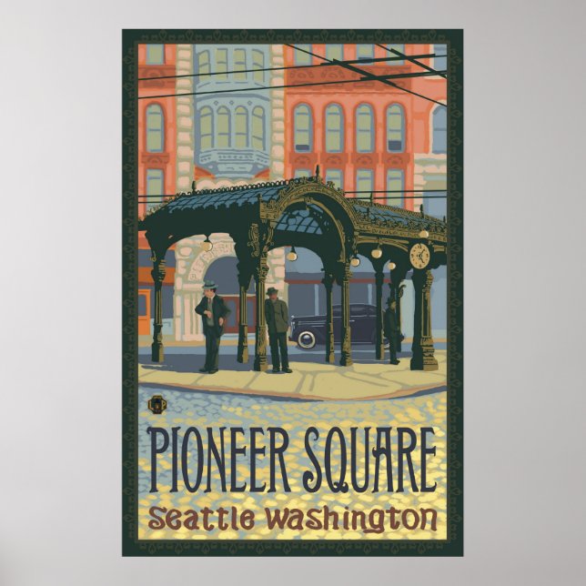 Póster Pergola - Pioneer Square Seattle, afiche de viajes (Frente)