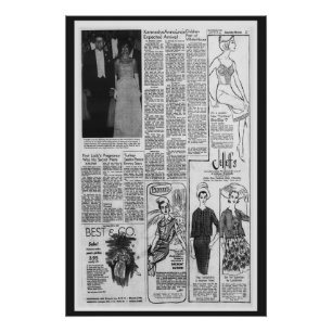 Póster Periódico americano antiguo Kennedy 1963