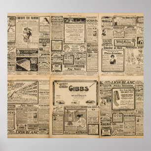 Póster Periódico antiguo: antecedentes de papel vintage.