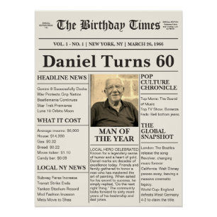 Póster Periódico de cumpleaños histórico antiguo - Año pe
