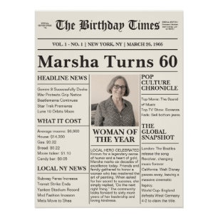 Póster Periódico de cumpleaños histórico antiguo - Año pe