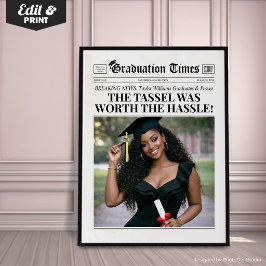 Póster Periódico de Graduación Personalizado, Fiesta de G
