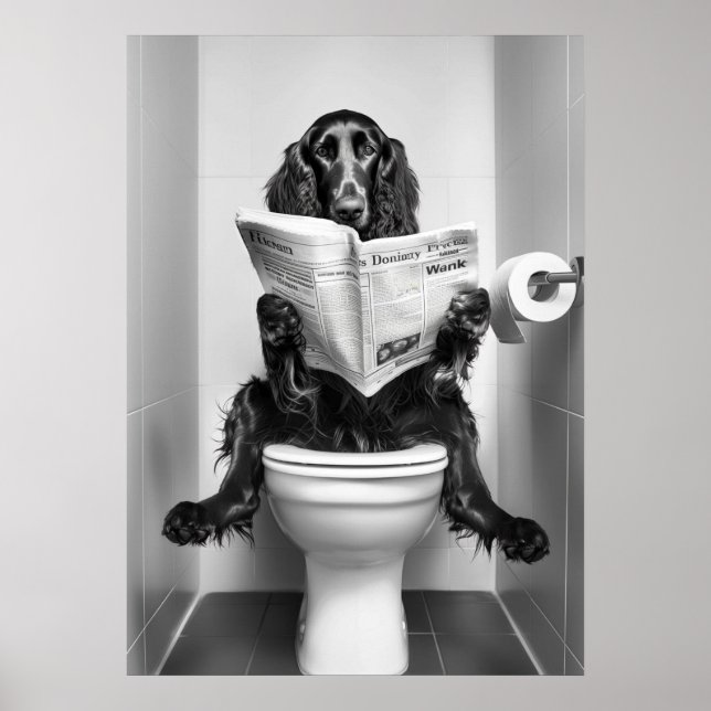 Póster Periódico de lectura de perros sobre inodoros (Frente)