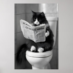 Póster Periódico divertido de gato, pared caprichosa del 