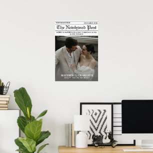 Póster Periódico Foto de Feliz y Casada Recién Casada