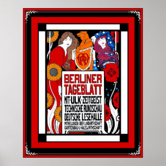 Póster periódico vintage Berliner Tageblatt 1899