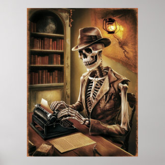Póster Periodista de Skeleton Vintage