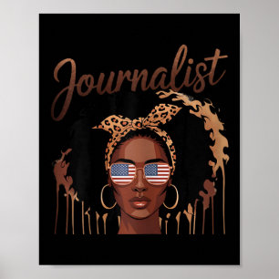 Póster Periodista negro empoderado retrato audaz afro