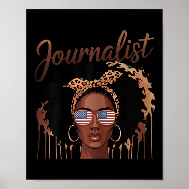Póster Periodista negro empoderado retrato audaz afro (Frente)