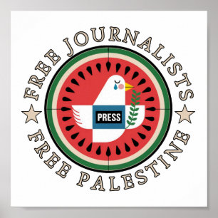 Póster Periodistas libres liberan a Palestina