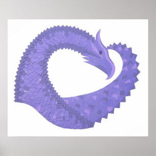 Póster Periwinkle heart dragon on white