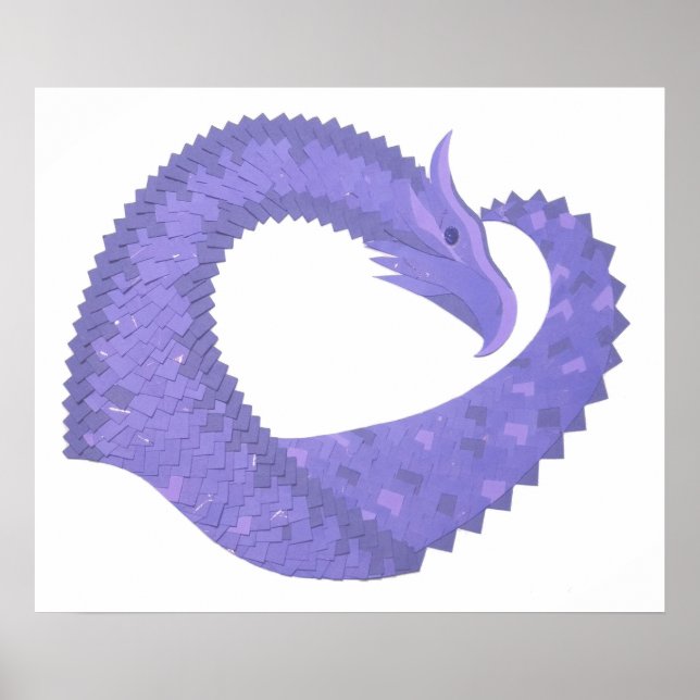 Póster Periwinkle heart dragon on white (Frente)