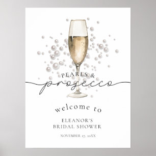 Póster Perlas acuarelas y bienvenida a la ducha de novia