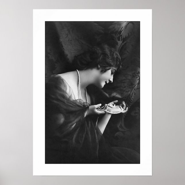 Póster perlas de drenaje ornamentadas en blanco y negro d (Frente)