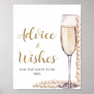 Póster Perlas de oro y consejos y deseos de Prosecco Rótu