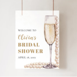 Póster Perlas de oro y Poster de ducha de novia Prosecco