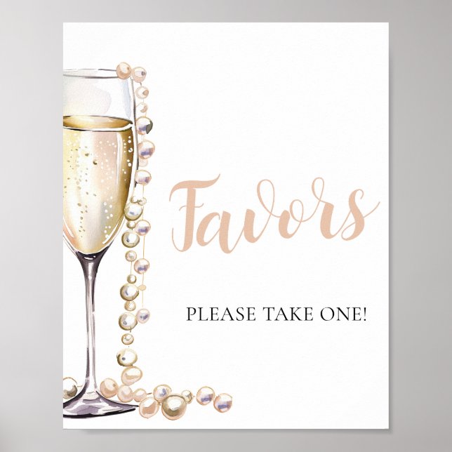 Póster Perlas de oro y Prosecco Champagne favorece el Rót (Frente)