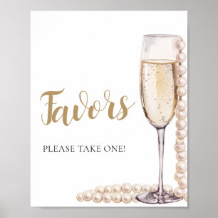 Póster Perlas de oro y Prosecco Champagne favorece el Rót