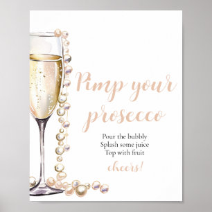 Póster Perlas de oro y prosecco imprimen su prosecco mimo