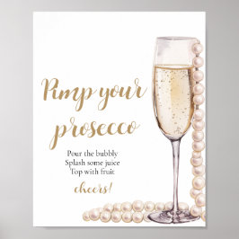 Póster Perlas de oro y prosecco imprimen su prosecco mimo