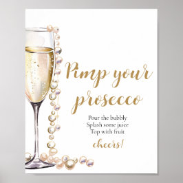 Póster Perlas de oro y prosecco imprimen su prosecco mimo