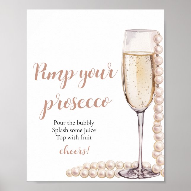 Póster Perlas de oro y prosecco imprimen su prosecco mimo (Frente)