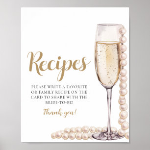 Póster Perlas de oro y Rótulo Prosecco Champagne