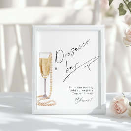 Póster Perlas de Prosecco Bar y ducha de novia Prosecco