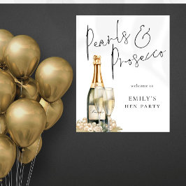 Póster Perlas impresas Prosecco Bienvenidos al Fiesta Hen